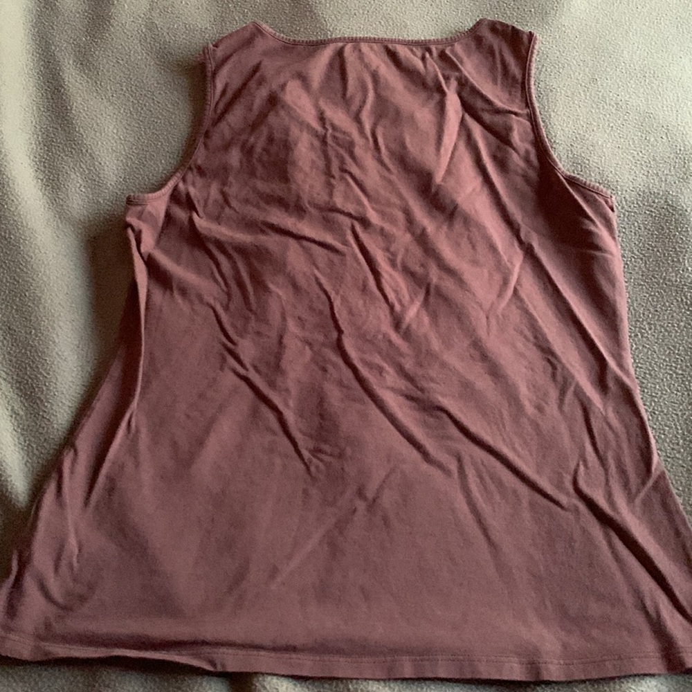 Coldwater Creek brown, ruffle front tank top. Size Medium (10-12) - Picture 2 of 3
